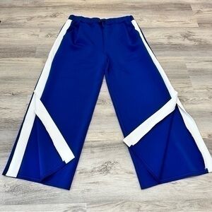Zella Girls Youth Side Slit Wide Leg Track Pants Blue Stripe XL 14-16